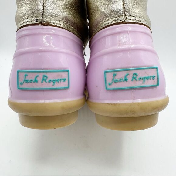 Jack Rogers Waterproof Chloe Lavender and Metallic Gold Duck Rain Boots Sz 11‎ - Picture 4 of 16